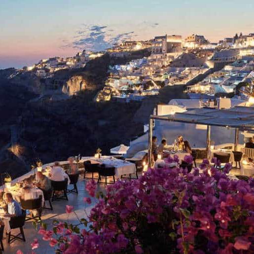Sunset dinner in Santorini
