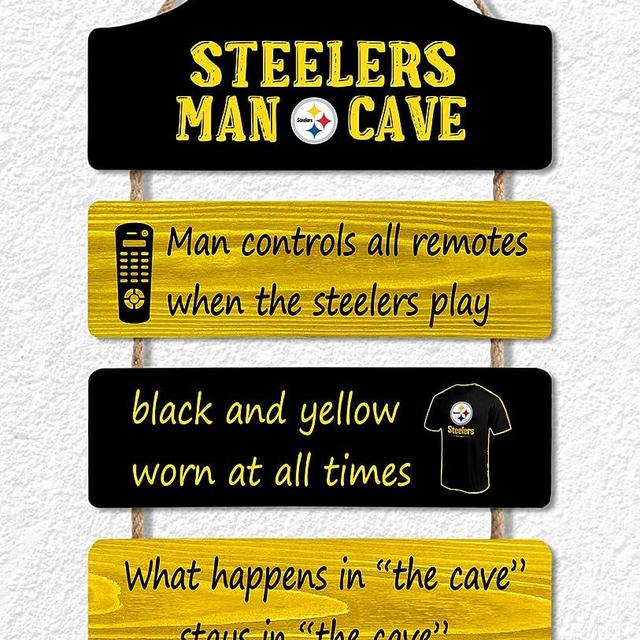 Football Fan Hanging Wooden Sign Wood Plaque for Man Boys,Black and Yellow Design Wood Art Wall Decor, Rustic Wooden Printed Sign for Home Dining Living Room Bedroom