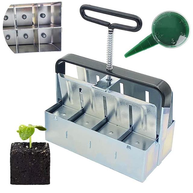 Soil Block Maker Upgraded 8PCS 2in Manual Seed Blocker with Comfort-Grip Handle Soil Blocking for Seed Start Garden Soil Potting Soil for Outdoor Plants Used Repeatedly (7.7in*4in)