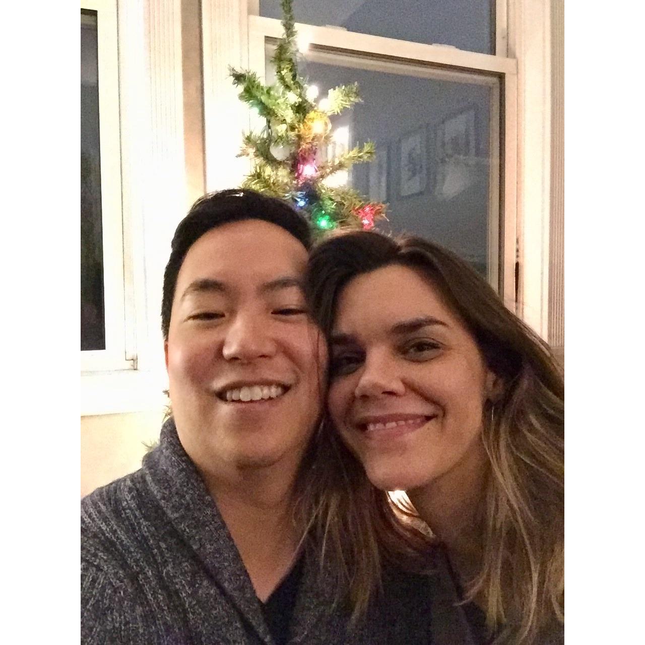 First Christmas with our Charlie Brown tree in our Boston apartment (Dec 2016)