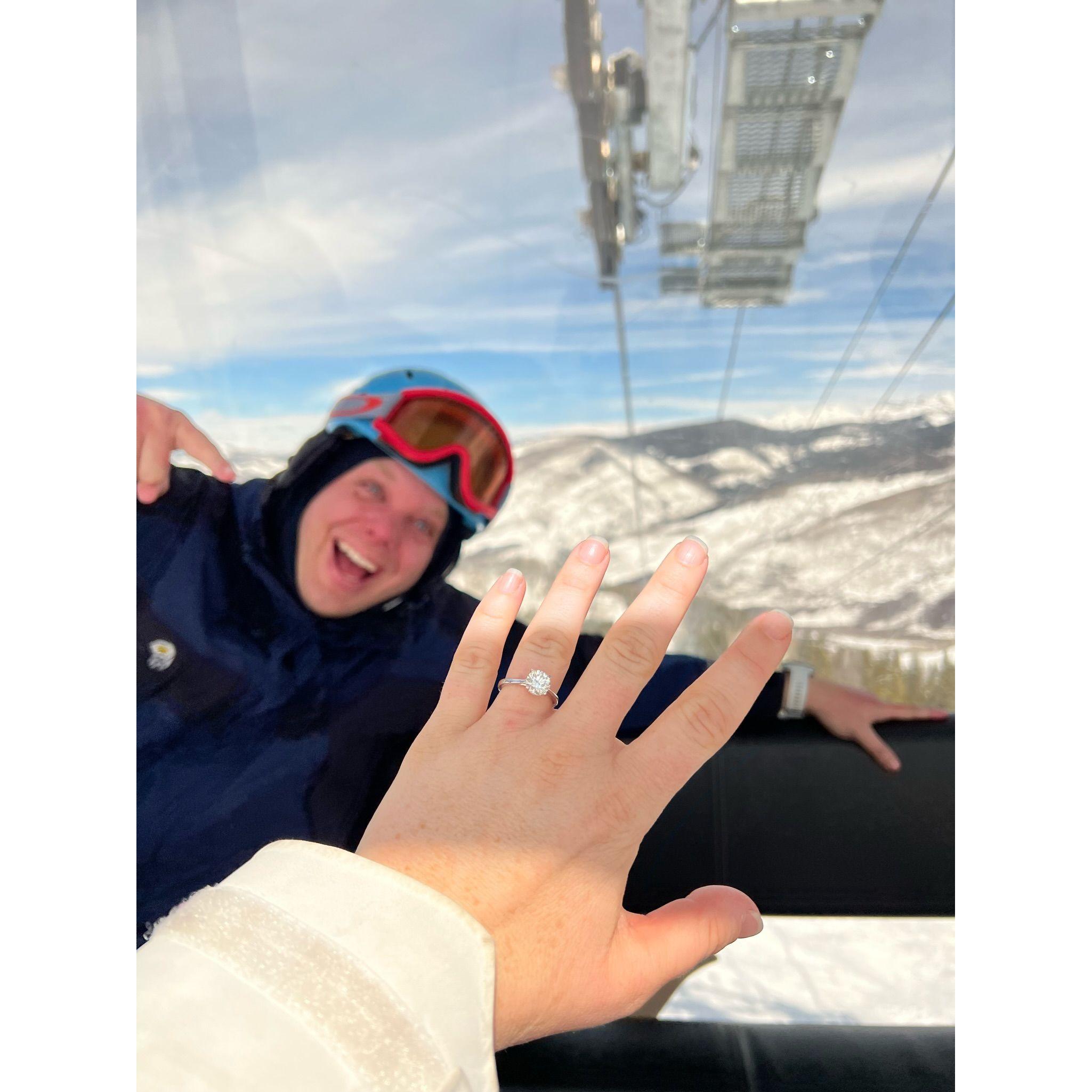 He put a ring on it.  Now Lauren doesn't have to ski anymore, right?