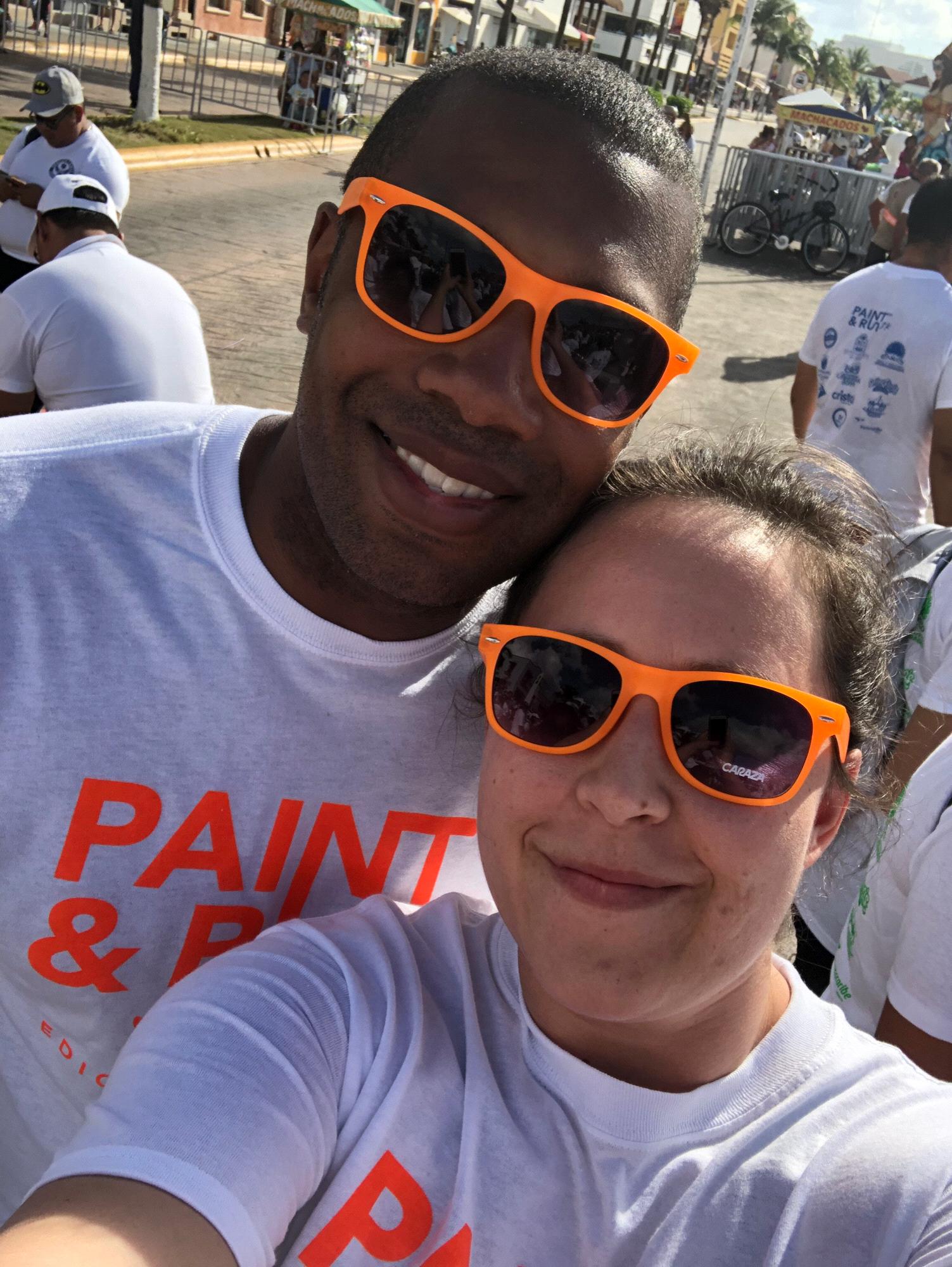 Before our color run in Mexico.