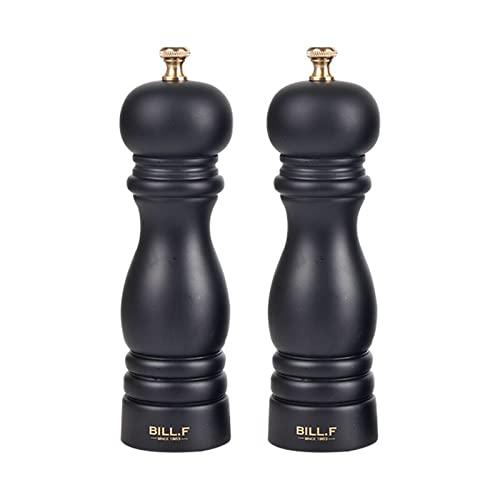 Pepper Grinder,Wood Salt and Pepper Grinder Mills Sets, Wood Manual Salt Grinder Refillable Pepper Mill Sets with Adjustable Ceramic Grinding Rotor - 7 Inch-Set of 2