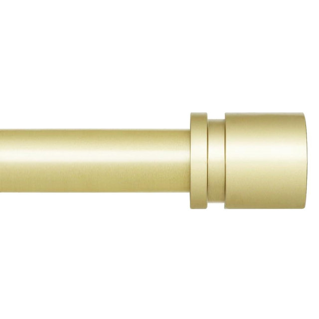 Byondeth Curtain Rods for Windows 16 to 120 Inches Adjustable Length 1 Inch Diameter Window Curtain Rod with Aluminium Finials, Warm Gold
