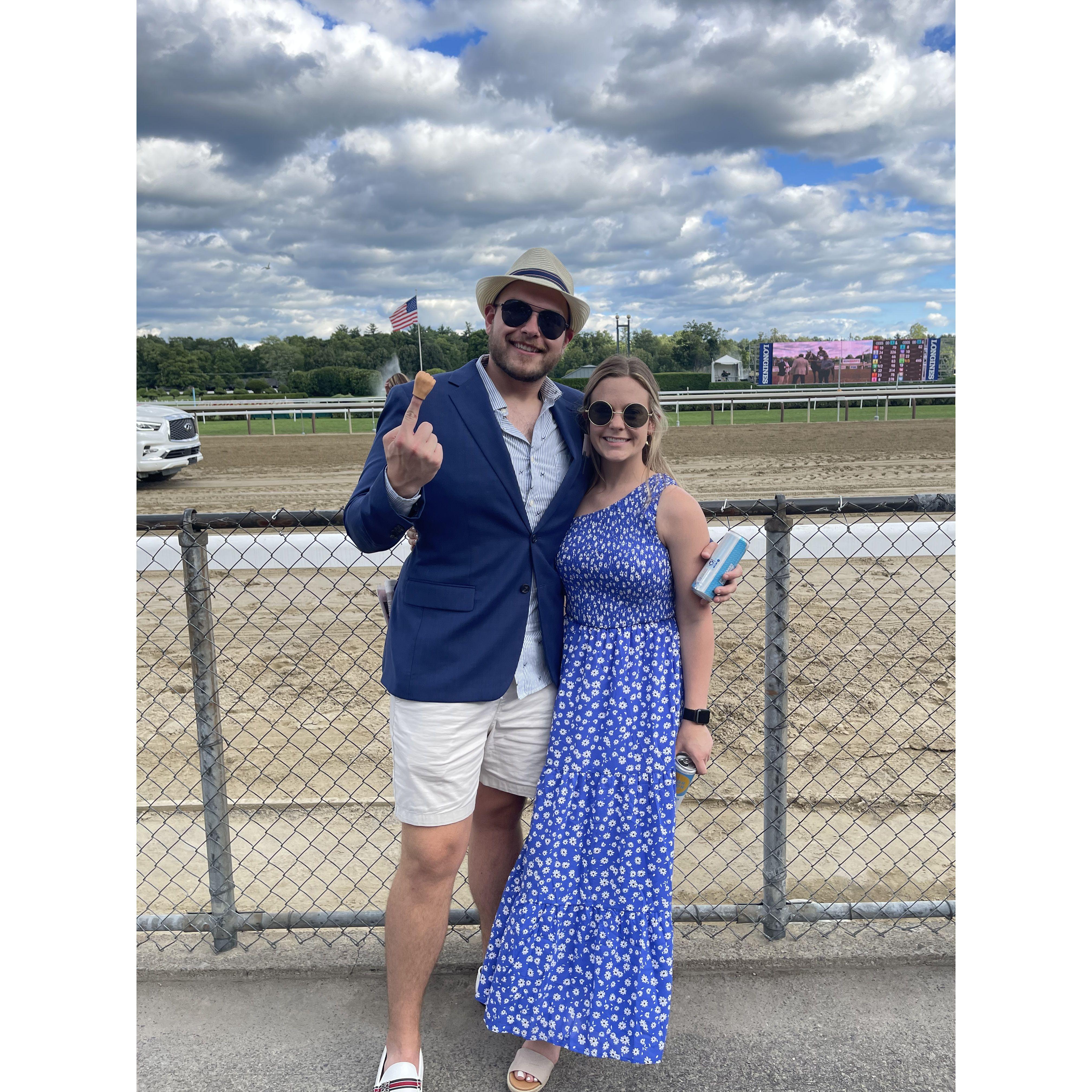 Watching the horse races in Saratoga Springs, NY