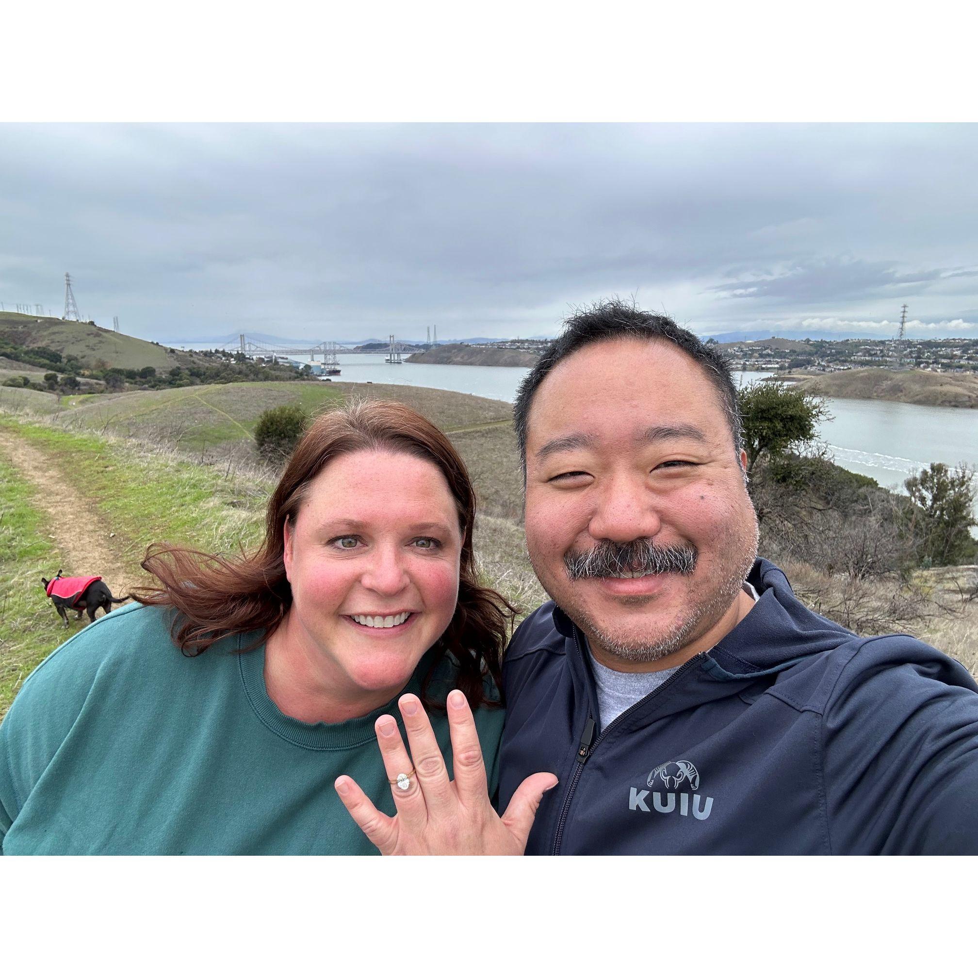 Site of our engagement along the Carquinez Strait with Oscar in the background!