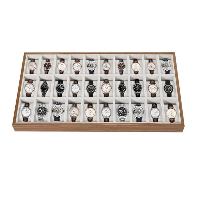 SABUIDDS 30 Slots Watch Box Organizer for Men&Women, Grey Watch Holder Stand Display Storage Case