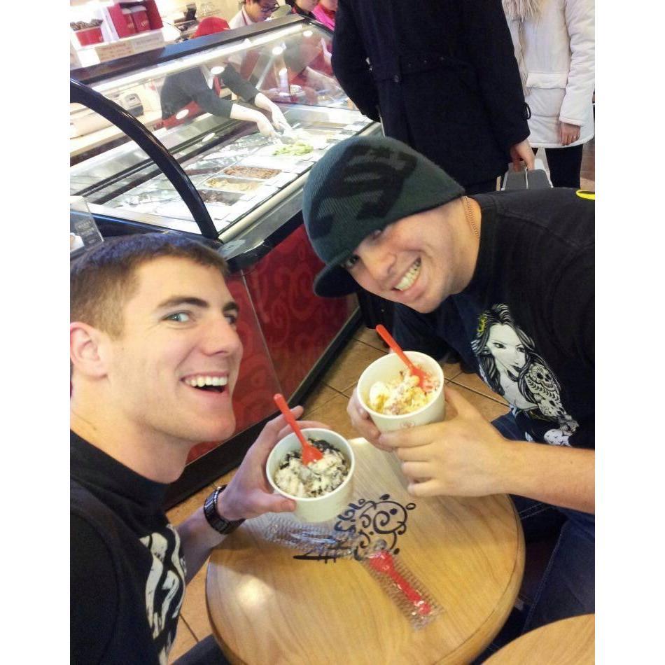 Keith having a man date in Korea with best man John
