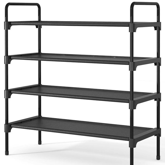 Kitsure Shoe Rack for Closet, Sturdy and Long-Lasting Shoe Shelf, Shoe Rack for Entryway, Personalized DIY Shoe Organizer, Shoe Rack Organizer for Space-Saving, 27.6" x 11.8" x 29.9", Black