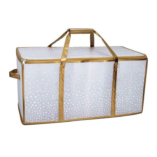 Simplify 128 Count Organizer with Dividers & Handles, Protects Decorations for Christmas & Holidays, See-Through & Collapsible Christmas Ornament Storage, Gold