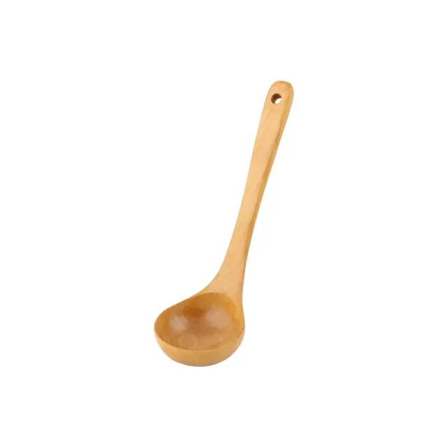 Unique Bargains Wood Kitchen Easy to Wash Hangable Cooking Spoon 10.6" x 3" Wooden Color 1 Pc