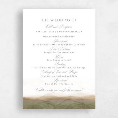 Brown Fall Wedding Program - Dew