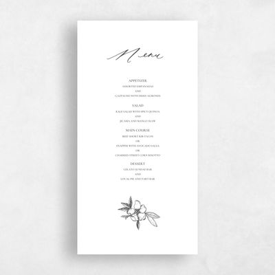 Charcoal, Grey Wedding Menu - Kianna