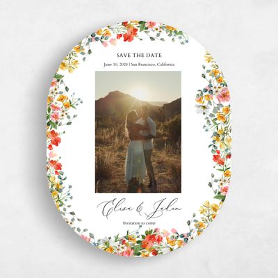 White Oval Wedding Save the Date - Pourpier Photo