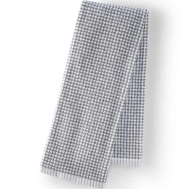 Lands' End Quick-Dry Cotton Textured Gingham Bath Towel - Bath Towel - Ultimate Gray