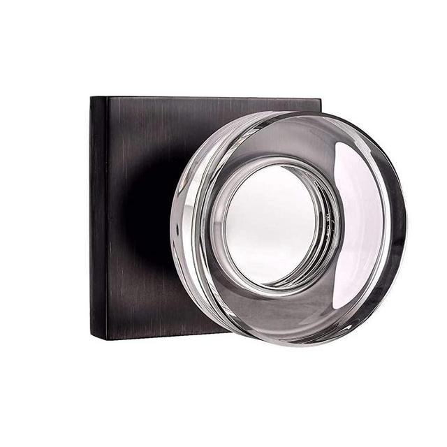 COOLNEWS Crystal Glass Door Knobs Interior, Round Privacy Door Knob for Bedroom/Bathroom, Oil Rubbed Bronze