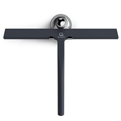 GÜTEWERK Shower Squeegee Black 11 in - Incl. Chrome Suction Cup Hook