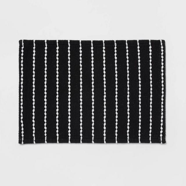 20"x30" Performance Plus Bath Mat Striped Black - Threshold™