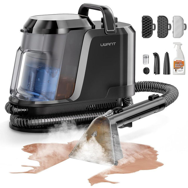 uwant Carpet Cleaner Machine with Steam&Hot&Cold Water System 18Kpa Powerful Suction Upholstery Cleaner Machine with Pet Pro Cleaner for Pets, Carpet Steam Cleaner