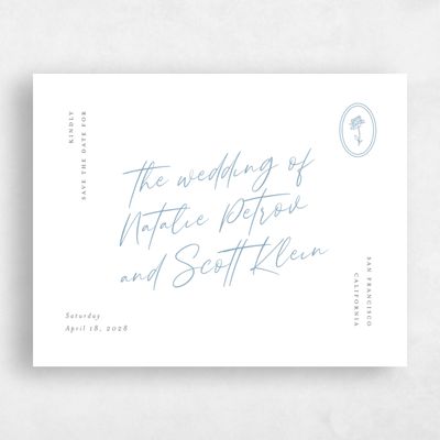 Dusty Blue Wedding Save the Date - Gemma Landscape