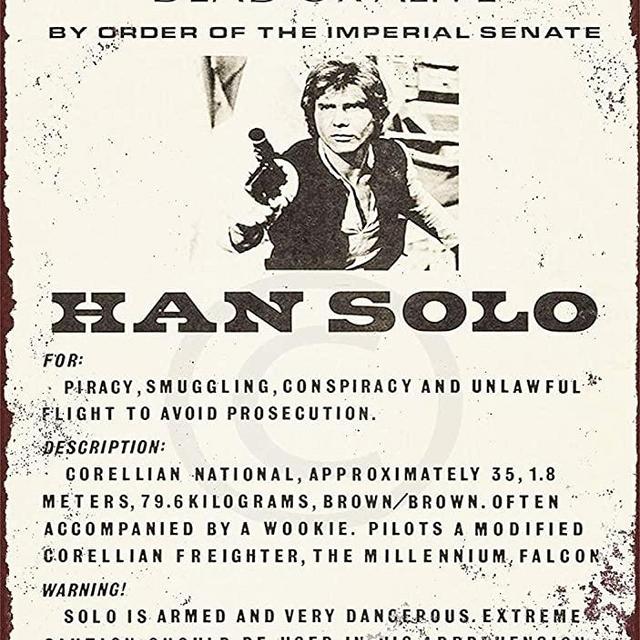 Wisesign Tin Sign Wall Decor Metal Signs Tin Custom Kraze Han Solo Wanted Poster Vintage Reproduction 8 x 12 Personalized