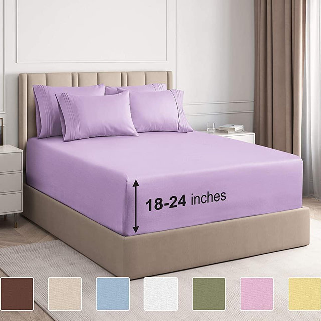 Extra Deep Pocket Sheets - 6 Piece Sheet Set - Queen Sheets Deep Pocket- Extra Deep Pocket Queen Sheets - Deep Fitted Sheet Set - Extra Deep Pocket Queen Size Sheets - Easily Fits Extra Deep Mattress