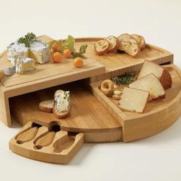Compact Swivel Cheese Board with Knives