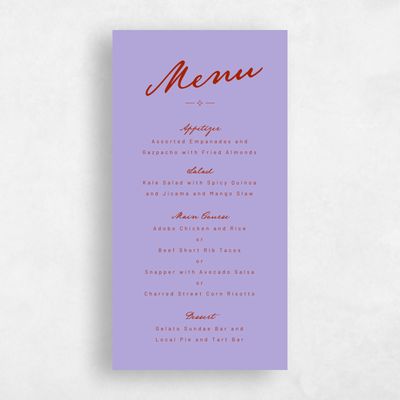 Purple Wedding Menu - Finnian