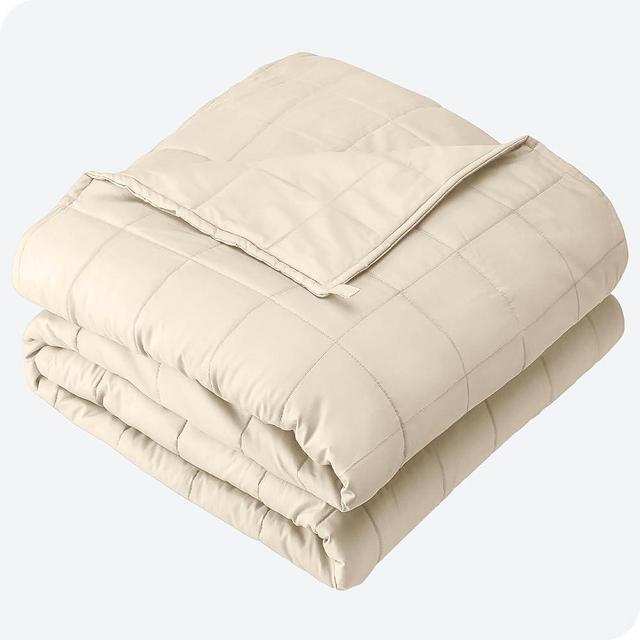 Bare Home Weighted Blanket Full or Queen Size 12lb (48" x 72") for Adults - All-Natural 100% Cotton - Premium Heavy Blanket Nontoxic Glass Beads (Sand, 48"x72")