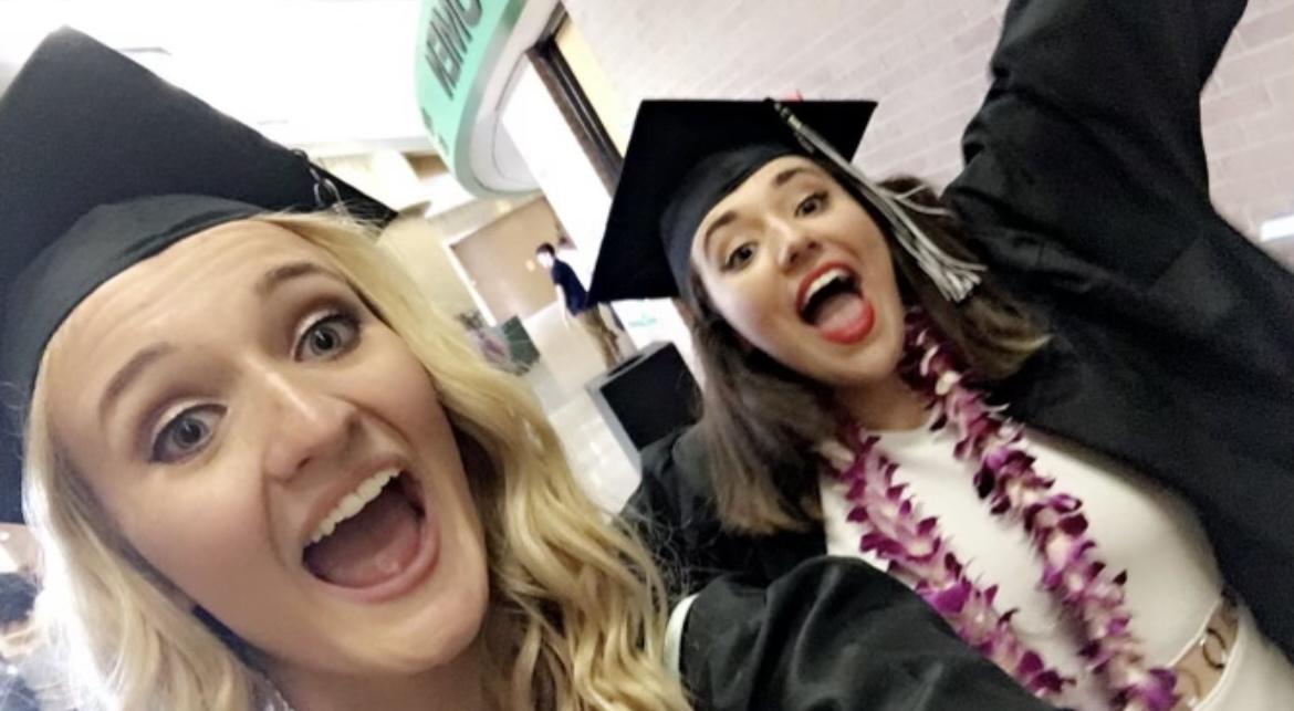 Kara and Bailey graduating high school in 2016