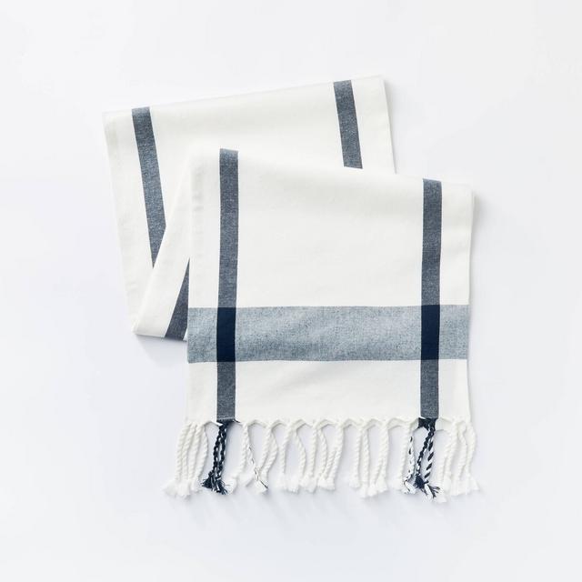 72" x 14" Cotton Plaid Table Runner Cream – Threshold™ designed with Studio McGee