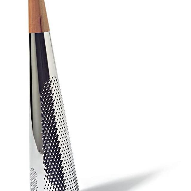 Alessi"Todo" Giant Cheese And Nutmeg Grater in Steel And Wood, Silver