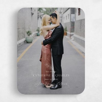 Beige Rounded Wedding Save the Date - Groveland Photo