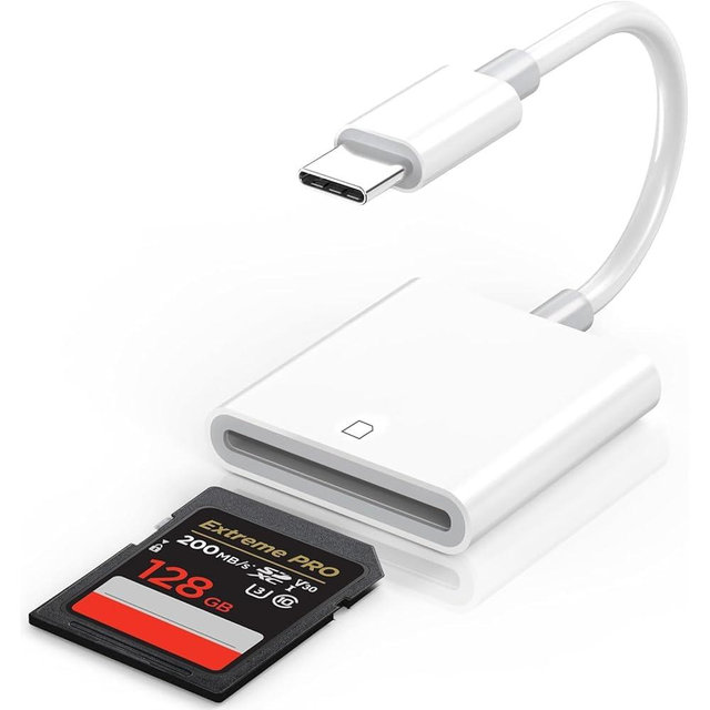 iPhone SD Card Reader USB C, Digital Camera Adapter iPhone 17, Trail Camera SD Card Reader USB C Memory Card Reader for iPhone 17/16/15/iPad/MacBook/iMac/Galaxy/Android