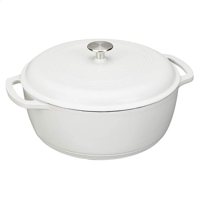 AmazonBasics Enameled Cast Iron Dutch Oven - 6-Quart, Matte White