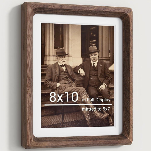 Heimlove 8x10 Picture Frames Natural Walnut,Original Wood Hand Make Crafted Photo Frame with Mat to 5x7 Graduation Picture Display,Family Picture,Wedding Picture Tabletop & Wall Decoration