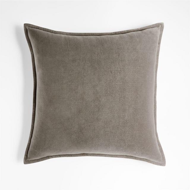 Frost 20" Washed Cotton Velvet Pillow with Feather-Down Insert