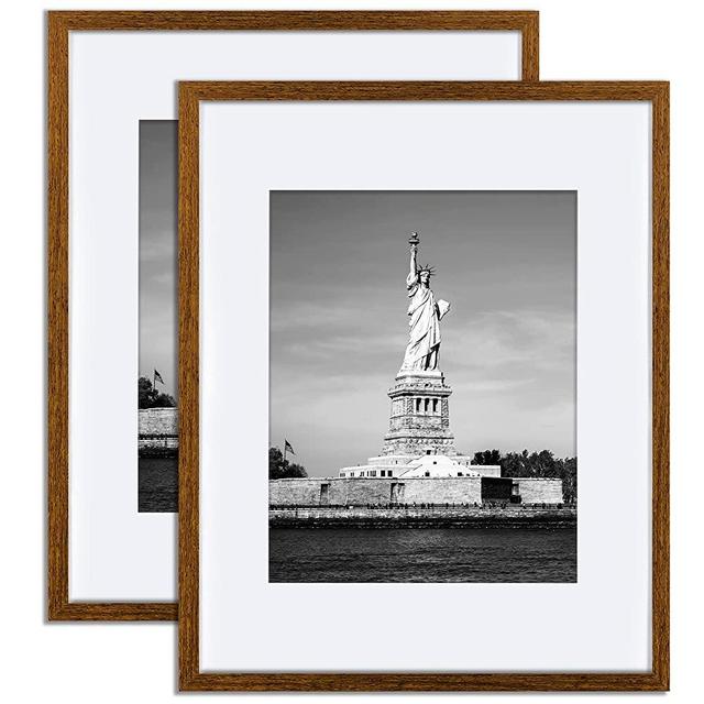 ENJOYBASICS 16x20 Picture Frame Brown Poster Frame,Display Pictures 11x14 with Mat or 16x20 Without Mat,Wall Gallery Photo Frames,2 Pack