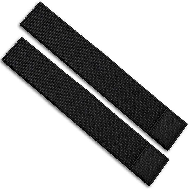 Tebery 2 Pack Rubber Bar Mats,12 x 6 Black Bar Service Spill Mat Drying  Mat