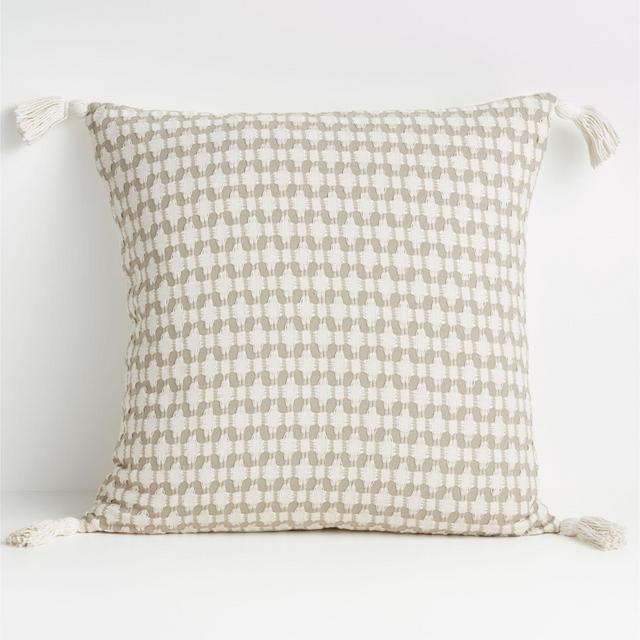 Tahona 23" White Swan Textured Pillow with Feather-Down Insert