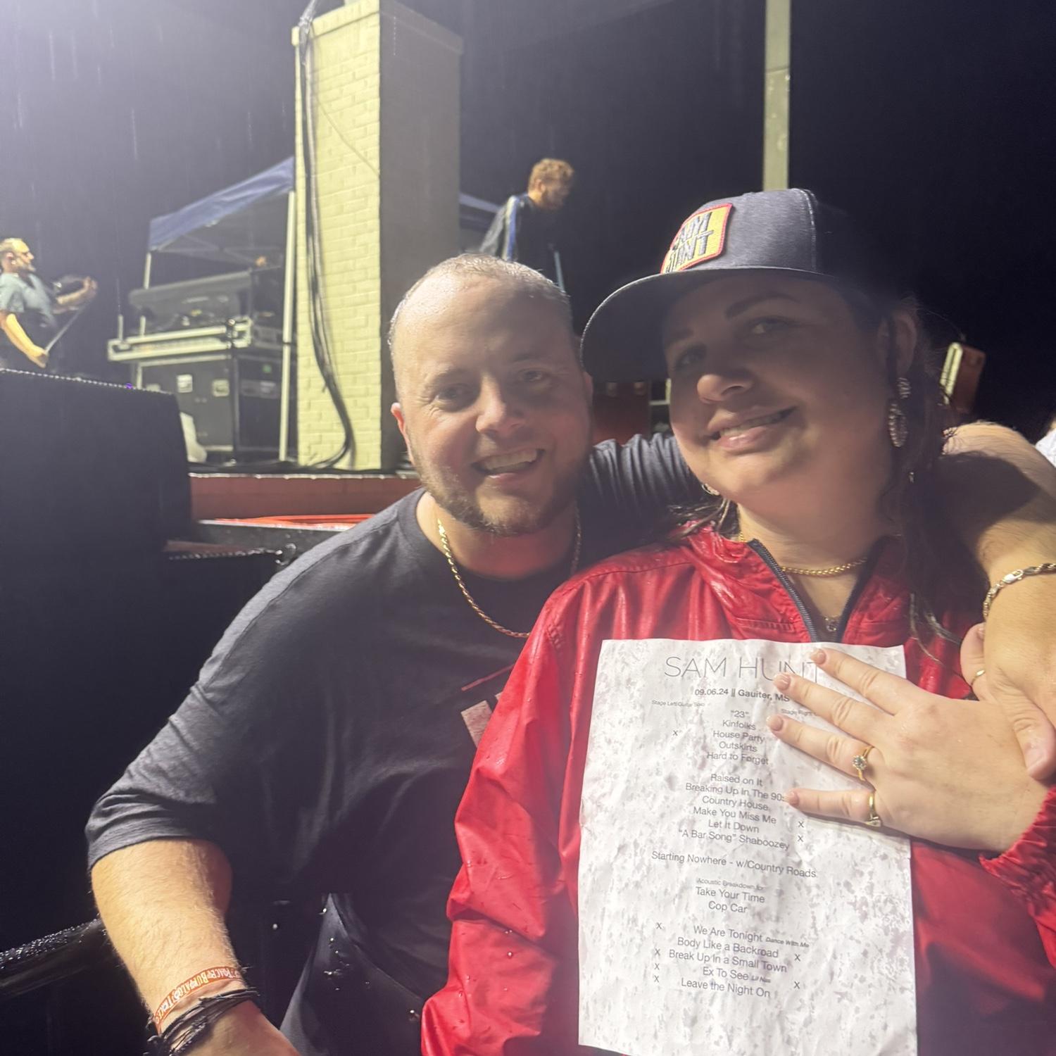 Right after Jon proposed; we got Sam Hunts pick & the set list (it was down pouring) but the most incredible night