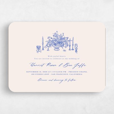 Blue Rounded Wedding Invitation - Josette Bloom