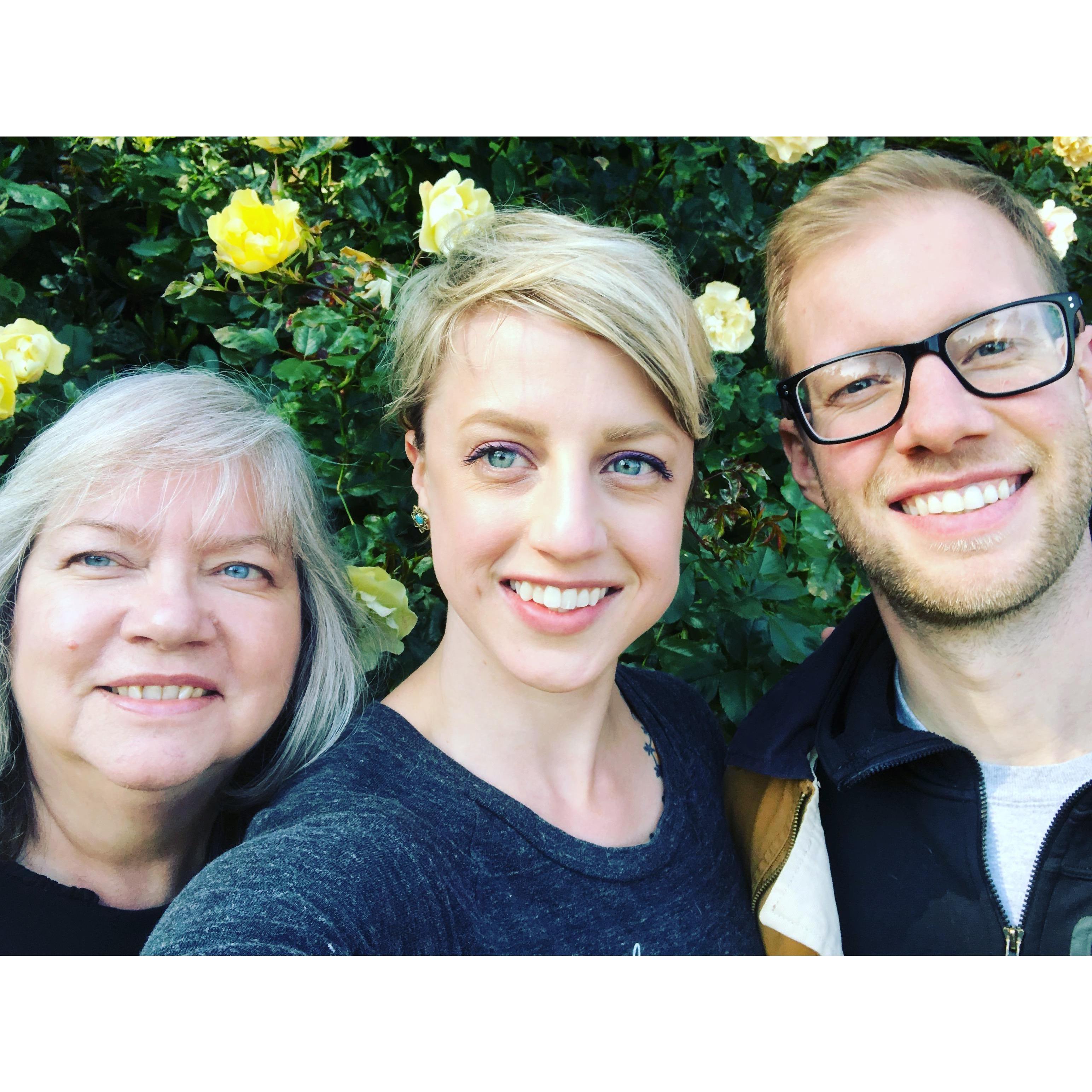 Pam, Zach's mom, and us in the Rose Garden!