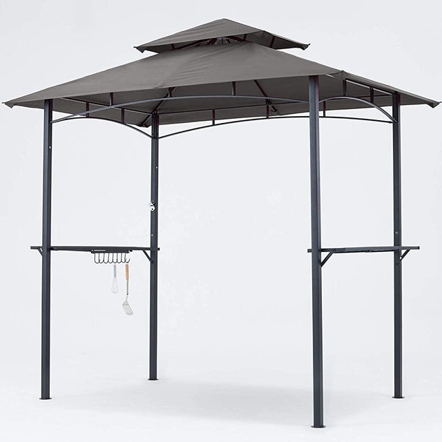 MASTERCANOPY  8 x 5 Grill Gazebo Outdoor BBQ Gazebo Canopy with 2 LED Lights (Gray)