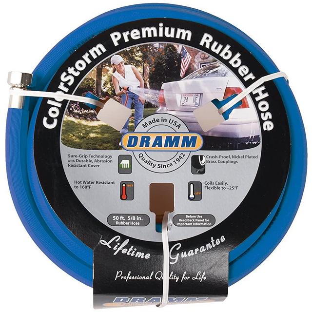 Dramm 17005 ColorStorm Rubber Garden Hose, 5/8" x 50', Blue