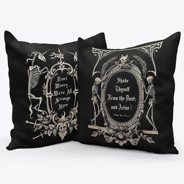 （RB） Dark Memento Mori The Undead Gothic Macabre Art Reversible Throw Pillow Cover Case, Gifts Wife, Sister, Gothic Lover,18 x 18 Inch Gothic Art Flannel Cushion Cover,  Gothic Home Bed Sofa Decor
