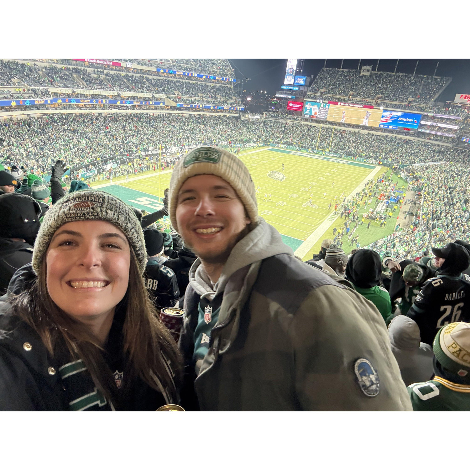 An impromptu decision to go to the Eagles NFC Wild Card game led to a great night and an Eagles win over the Packers! (January 2025)