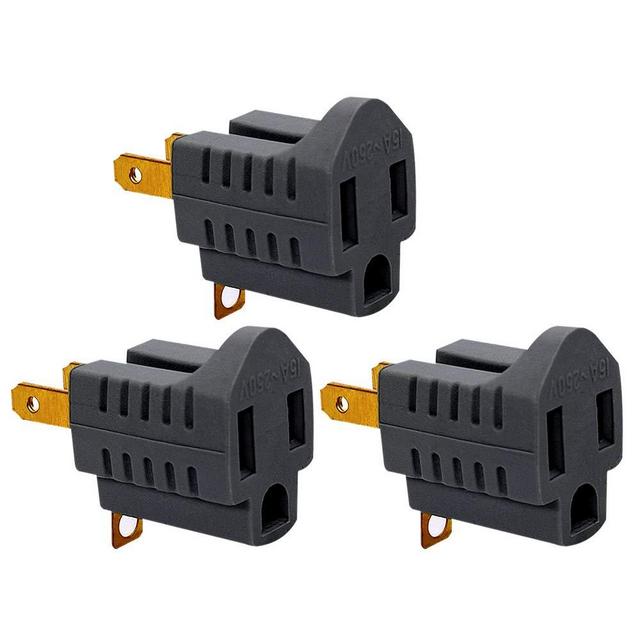 (3 Pack) 3-Prong to 2-Prong Adapter Grounding Converter Polarized 3 Pin to 2 Pin Power For wall Outlets Plugs, Grey