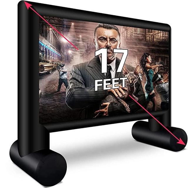 XHYCPY 17 Feet Inflatable Movie Screen Outdoor Blow Up Projector Screen - Front/Rear Projection Screen for Outdoor Backyard Pool Fun