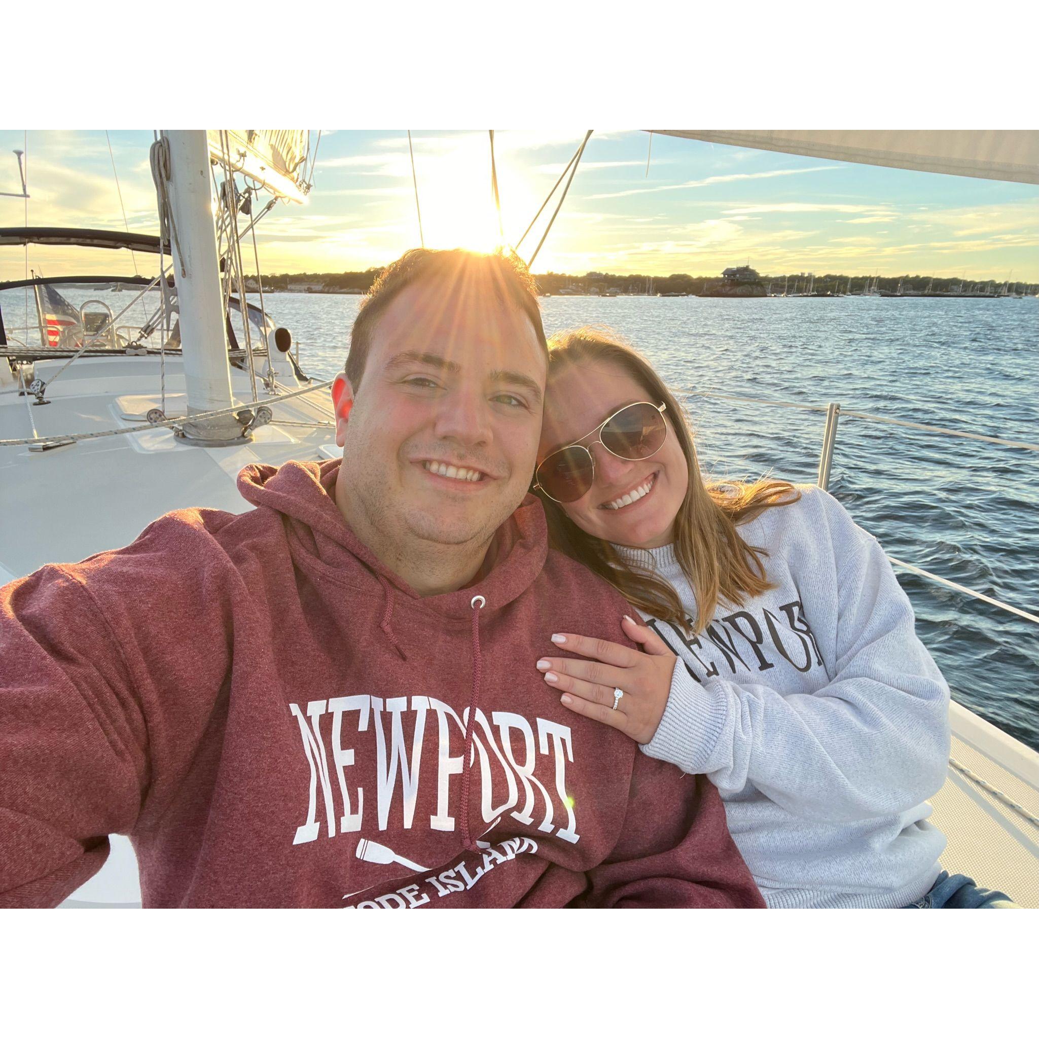 Nate popped the question on a trip that HE PLANNED to Newport RI. We ate good food, saw light houses and mansions, drove a slingshot and took a sunset sailboat ride!